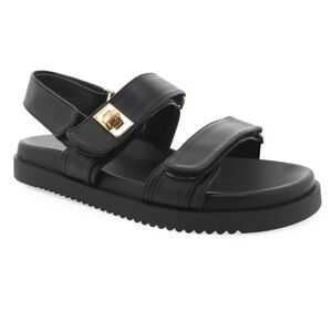 BILLINI ‘ Alvina’ Black Vegan Leather Sandals with Gold Buckle 8